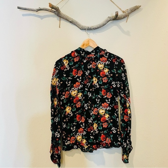 Derek Lam Silk Floral Mock Neck Blouse - Picture 4 of 13